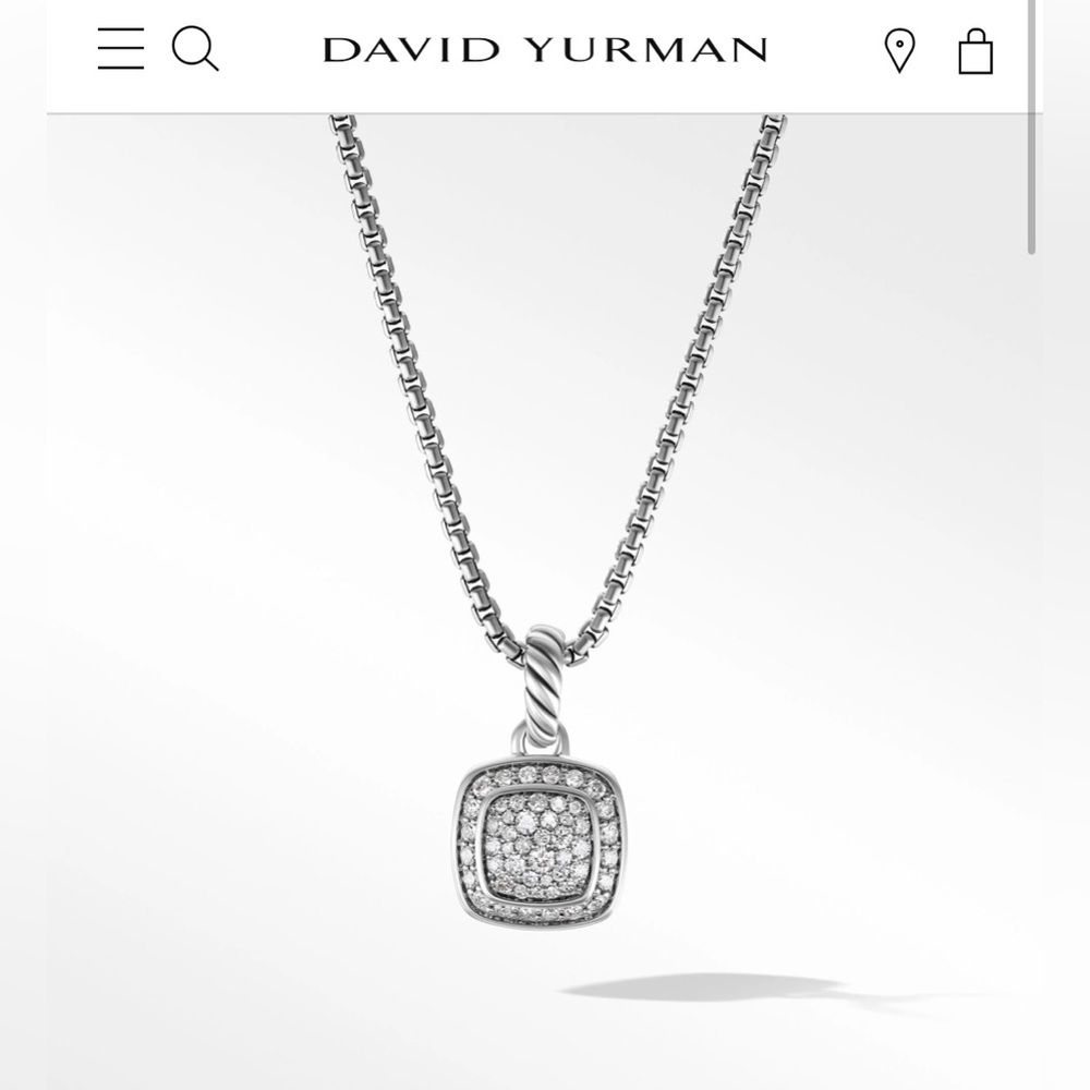 Petite Albion Pendant Necklace in Sterling Silver with Pavé Diamonds